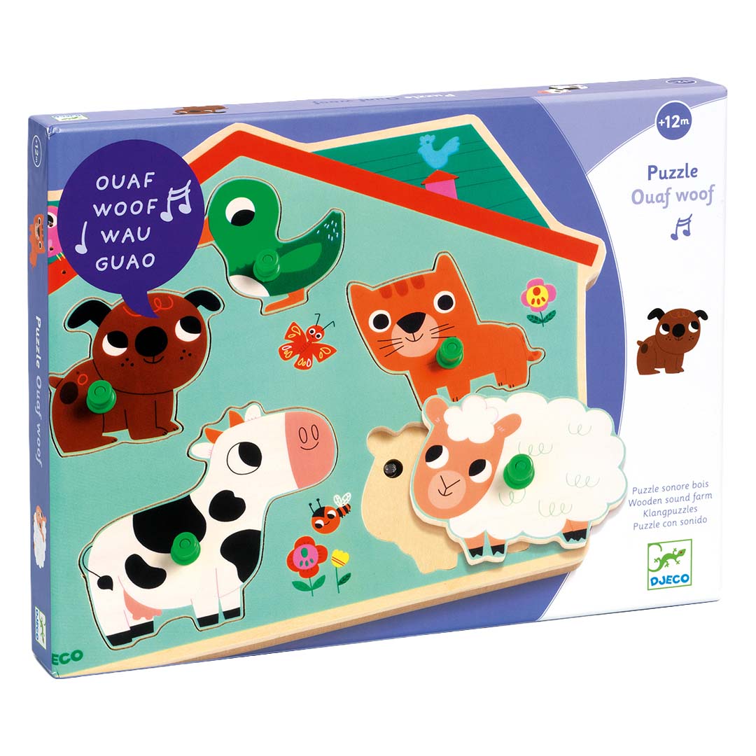 djeco knoppuzzel met geluid dieren (5st) | DJ01707 | 2