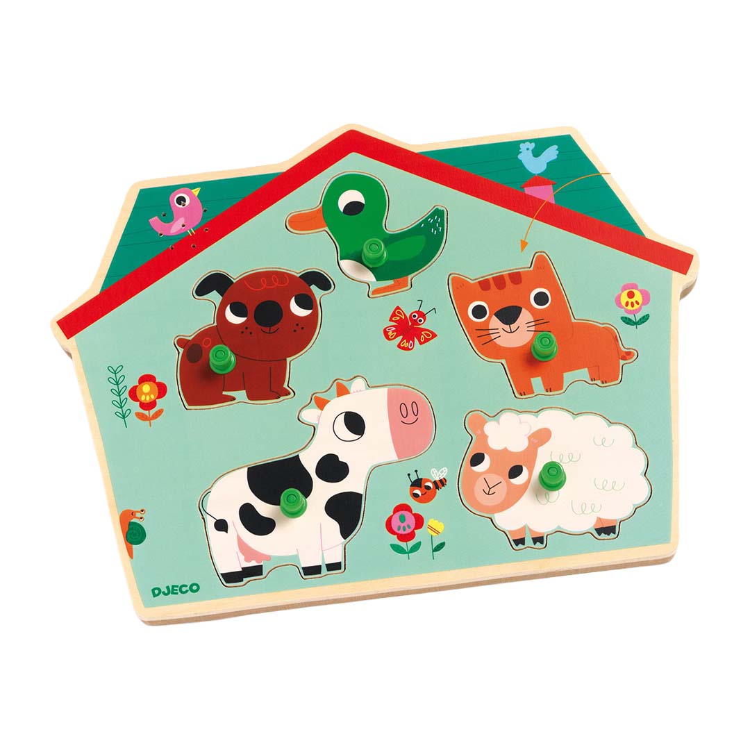djeco knoppuzzel met geluid dieren (5st) | DJ01707 | 3