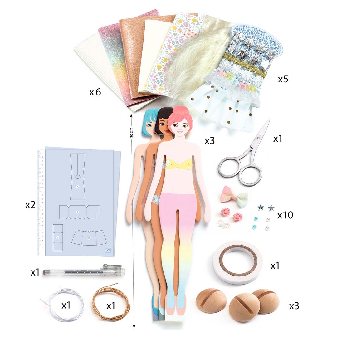 djeco knutselset aankleedpoppen fashion by caroline | DJ09333 | 3