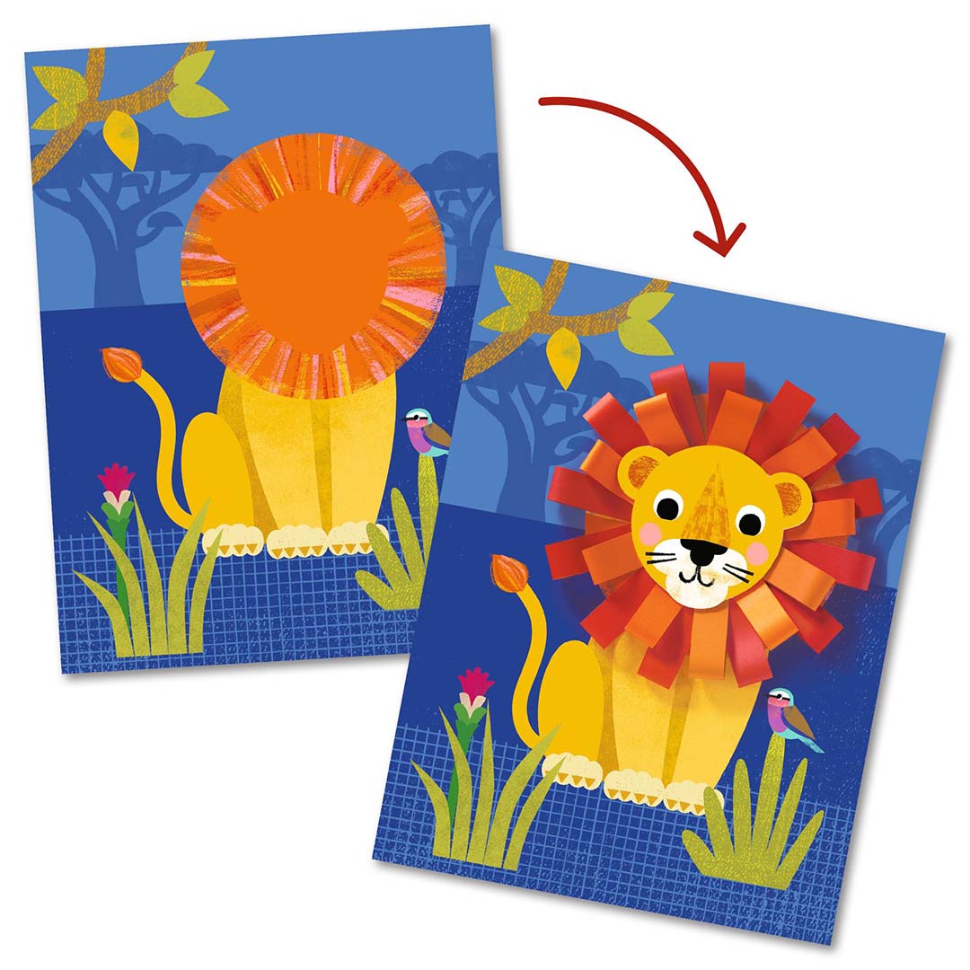 djeco knutselset collage papier - wilde dieren