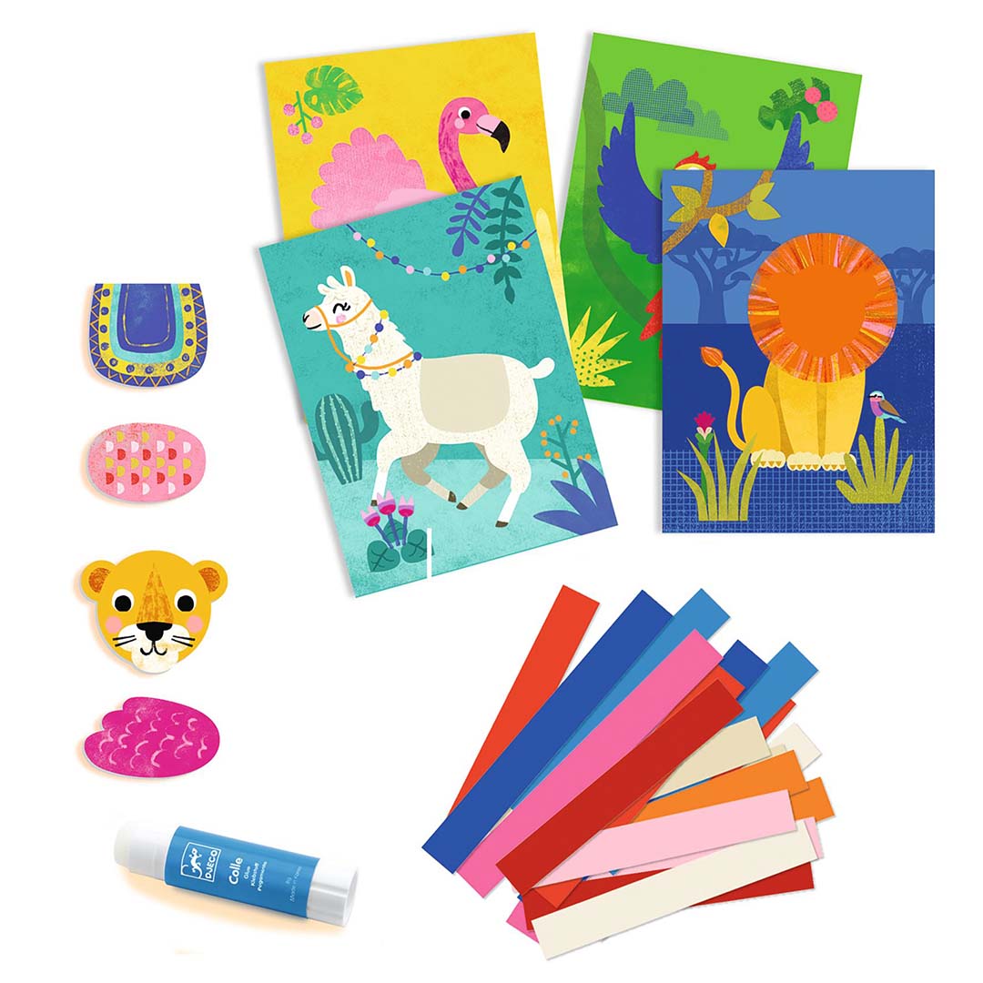 djeco knutselset collage papier - wilde dieren