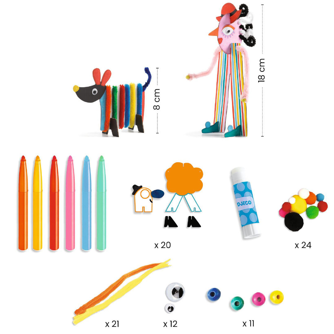 djeco knutselset creative punch out box - buddies and doggies | DJ00956 | 3