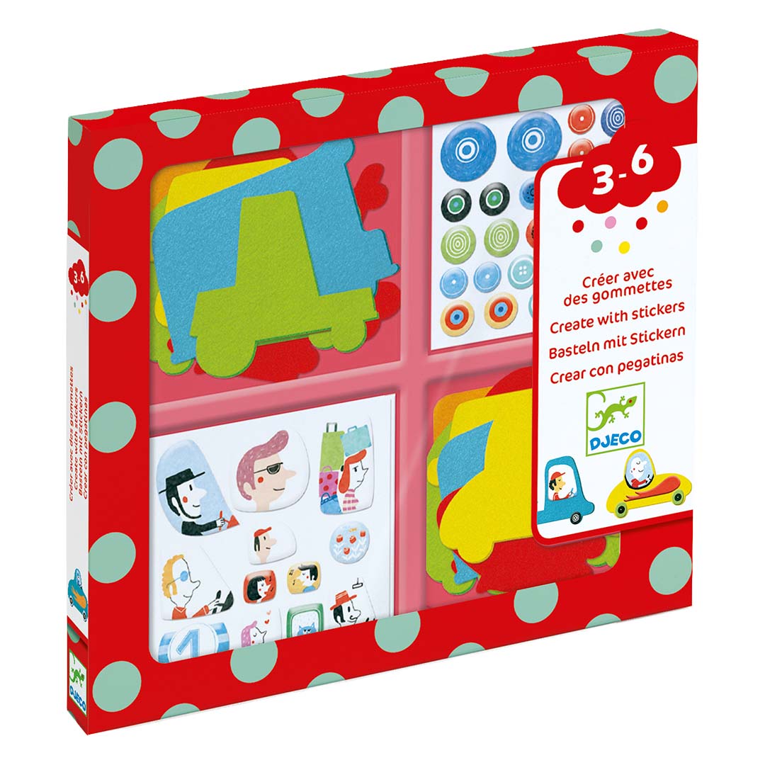 djeco knutselset creëren met stickers - auto's | DJ09051 | 0