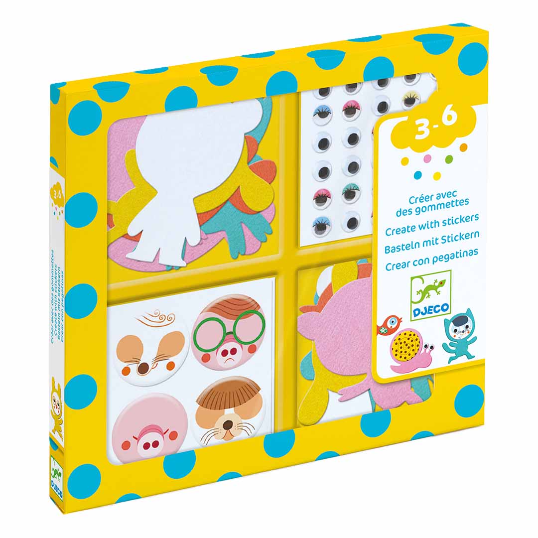 djeco knutselset creëren met stickers - dieren | DJ09050 | 0