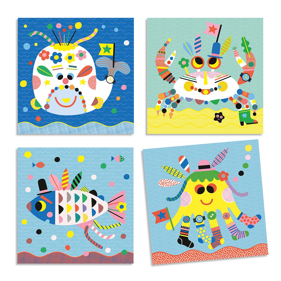 djeco knutselset creëren met stickers - zeedieren | DJ08931 | 1