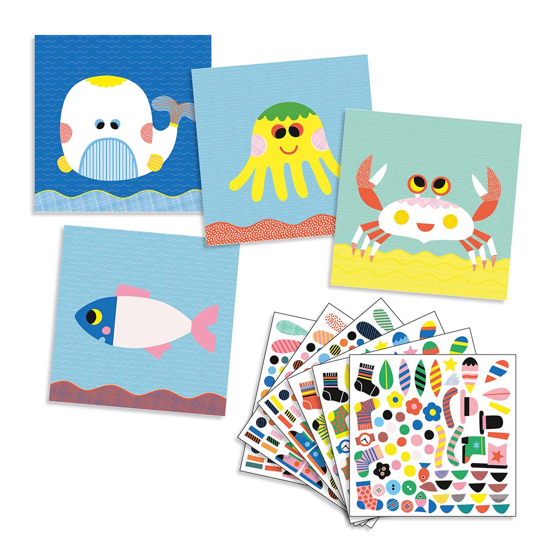 djeco knutselset creëren met stickers - zeedieren | DJ08931 | 2