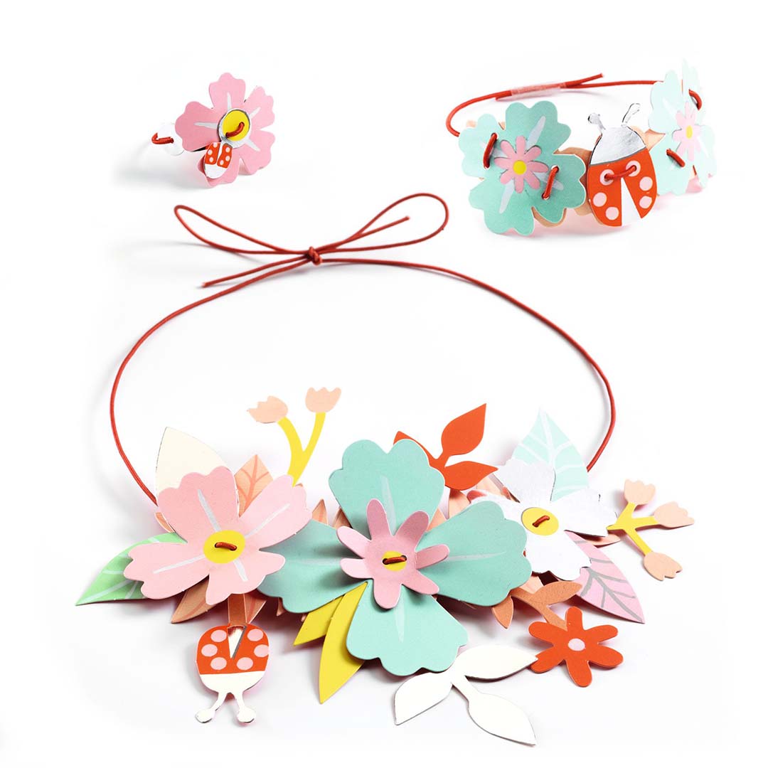 djeco knutselset diy - bloemen sieraden - colourful fun | DJ07957 | 2