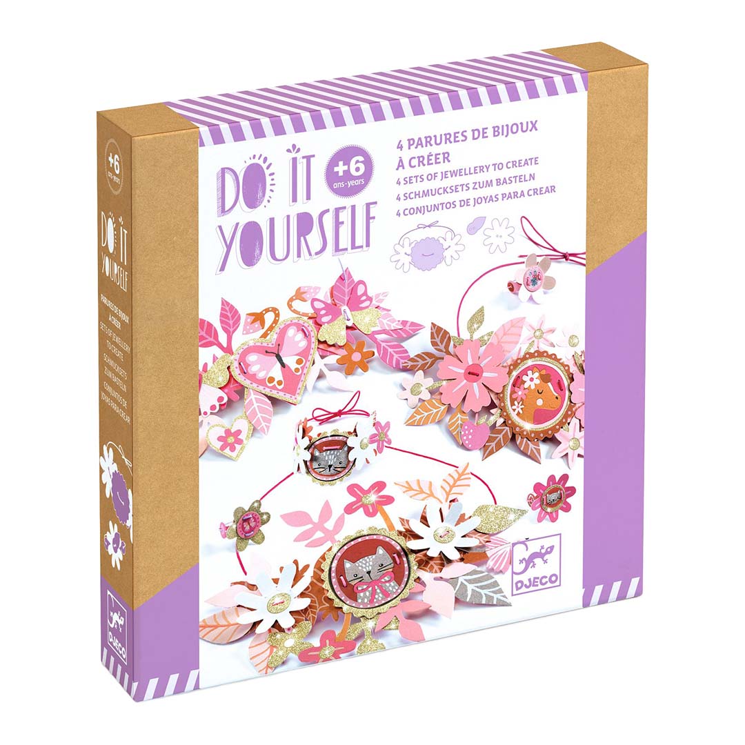 djeco knutselset diy - bloemen sieraden - delicate medallions