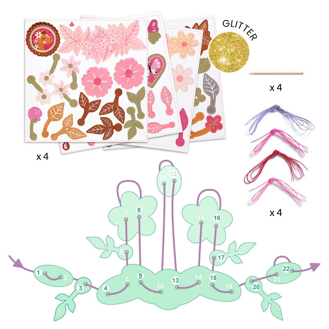 djeco knutselset diy - bloemen sieraden - delicate medallions