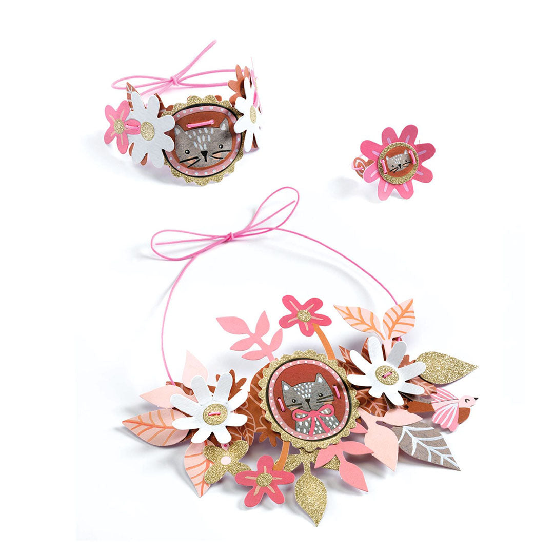 djeco knutselset diy - bloemen sieraden - delicate medallions