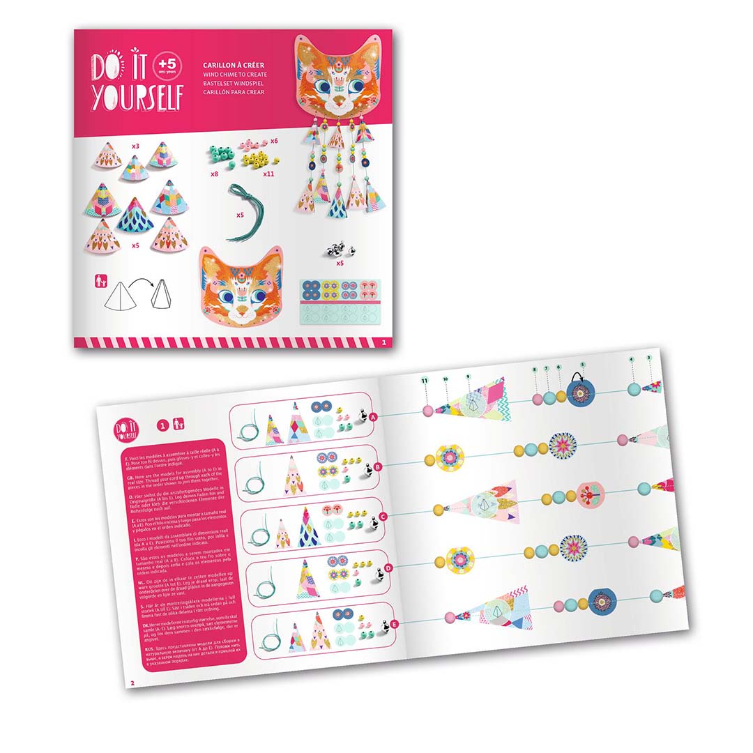 djeco knutselset diy - windgong - poes | DJ07955 | 5