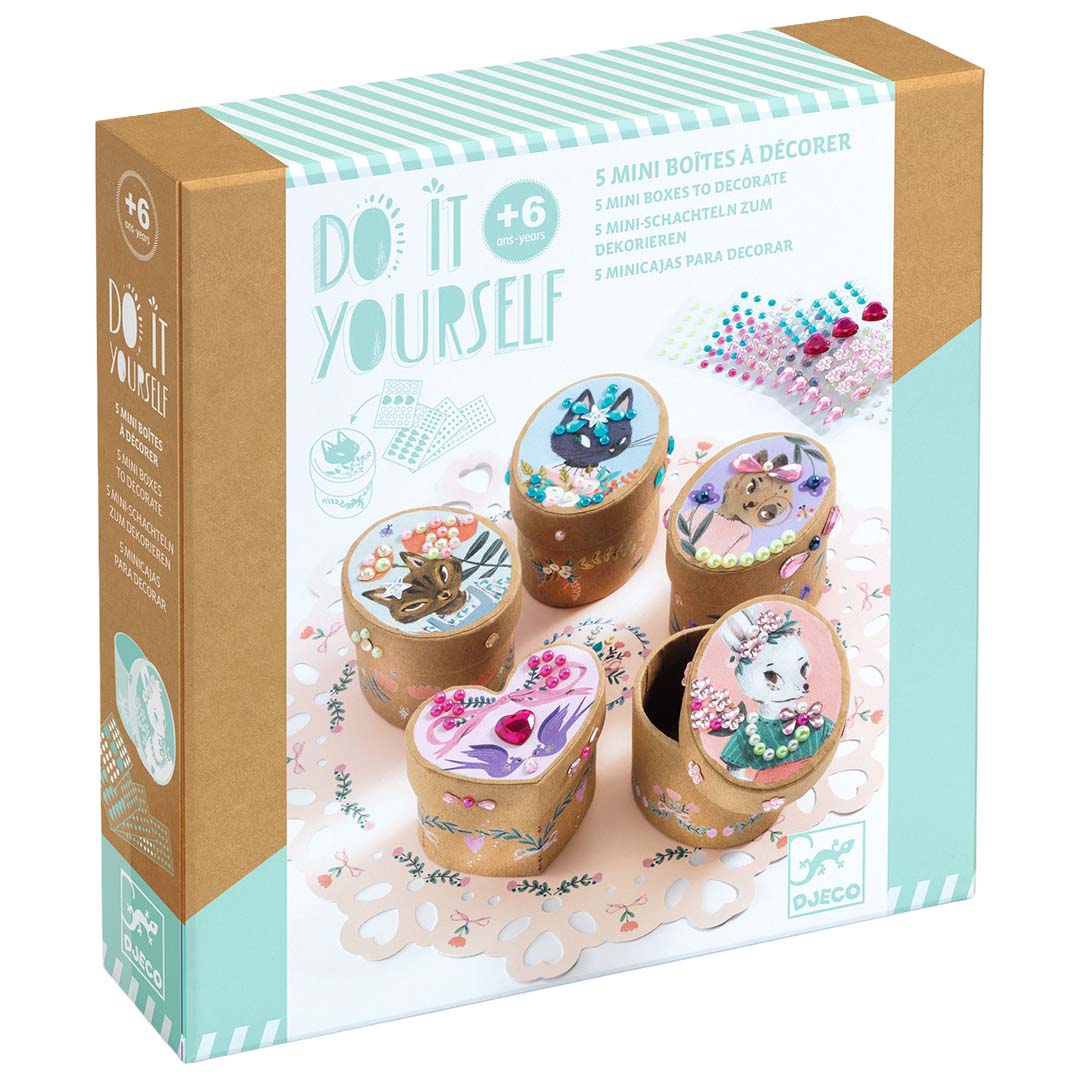 djeco knutselset diy opbergdoosjes - adorables - 5st