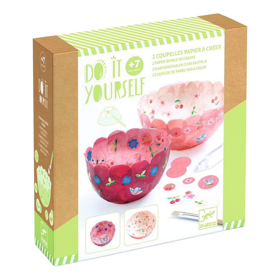 djeco knutselset diy papier maché kommen - bloemen - 2st