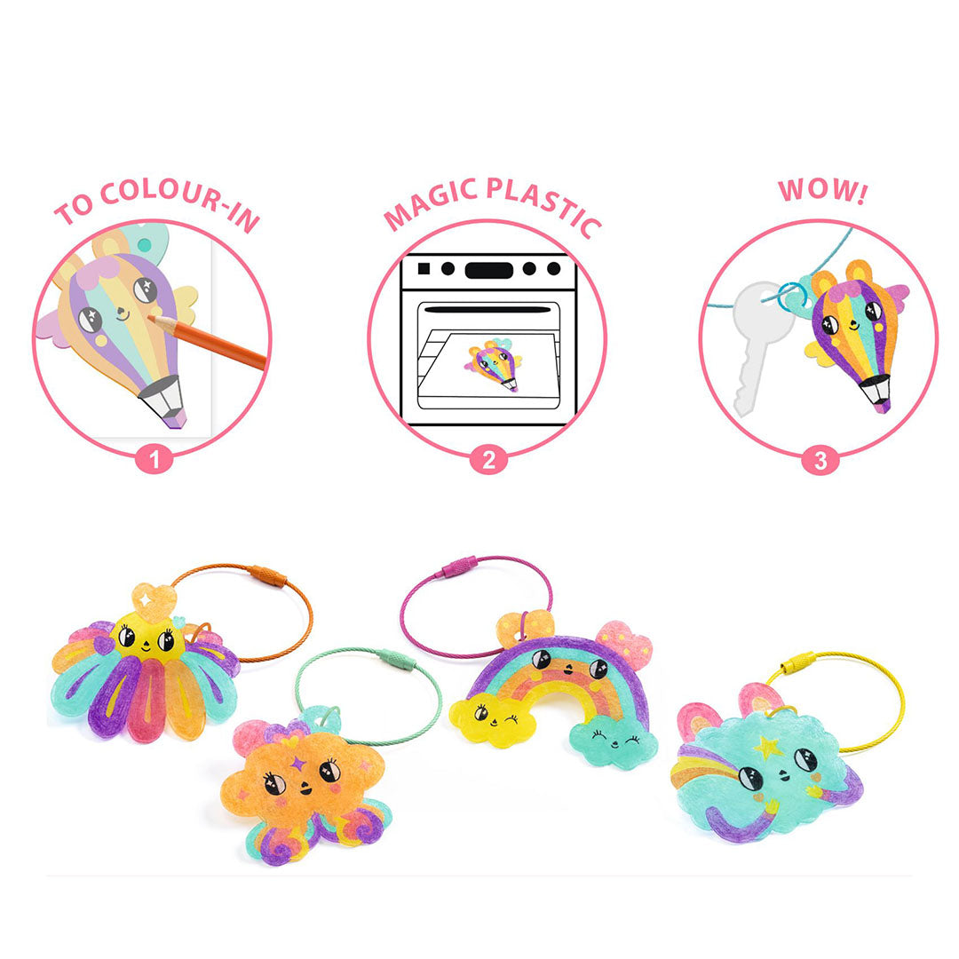 djeco knutselset krimpie dinkie sleutelhangers - kawaii | DJ09487 | 2
