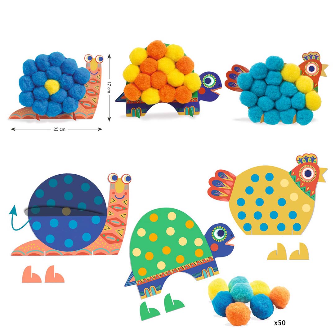 djeco knutselset pompons dieren | DJ09871 | 3