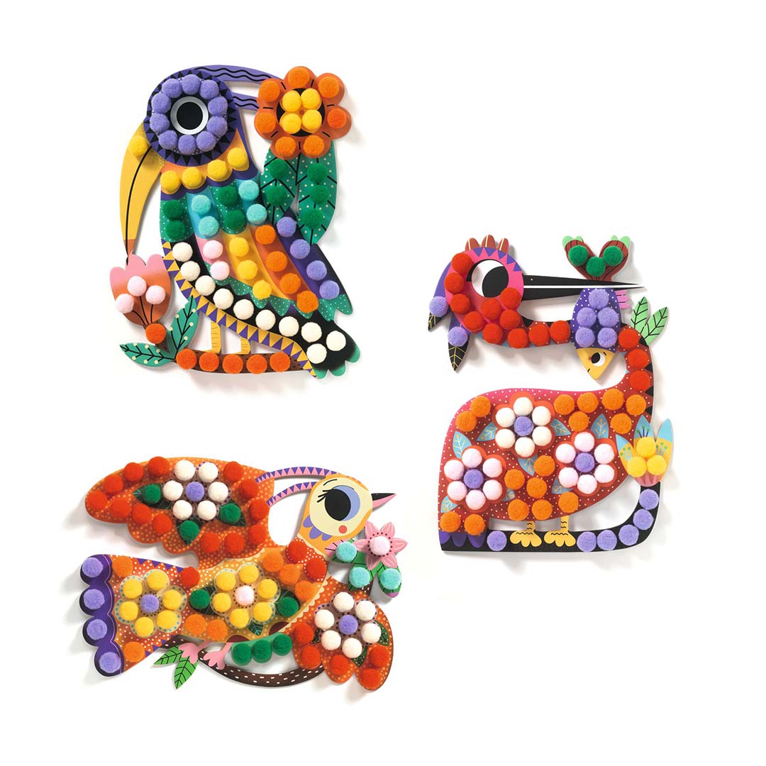 djeco knutselset vogels en pompons | DJ00070 | 2