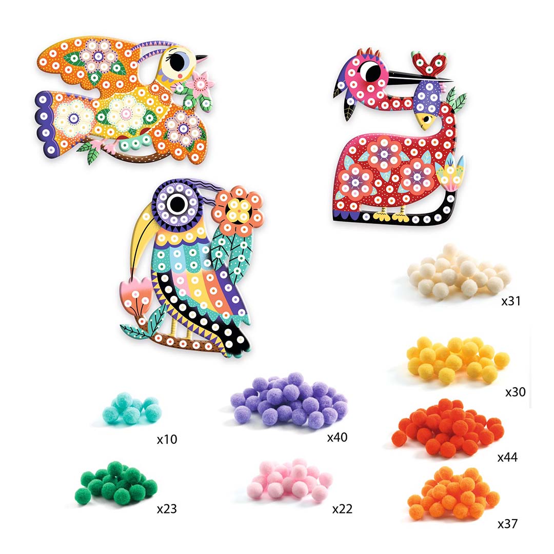 djeco knutselset vogels en pompons | DJ00070 | 5