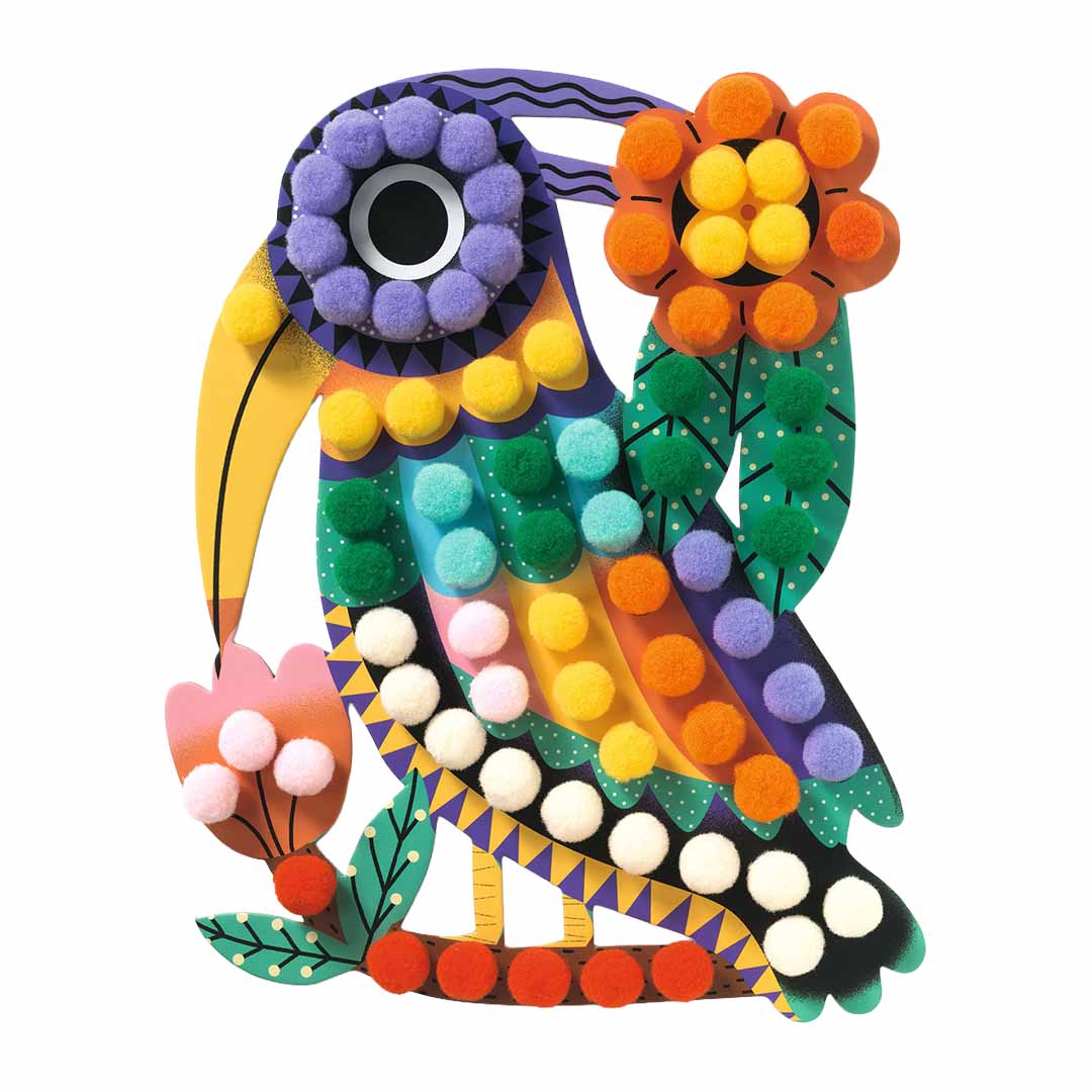 djeco knutselset vogels en pompons | DJ00070 | 1