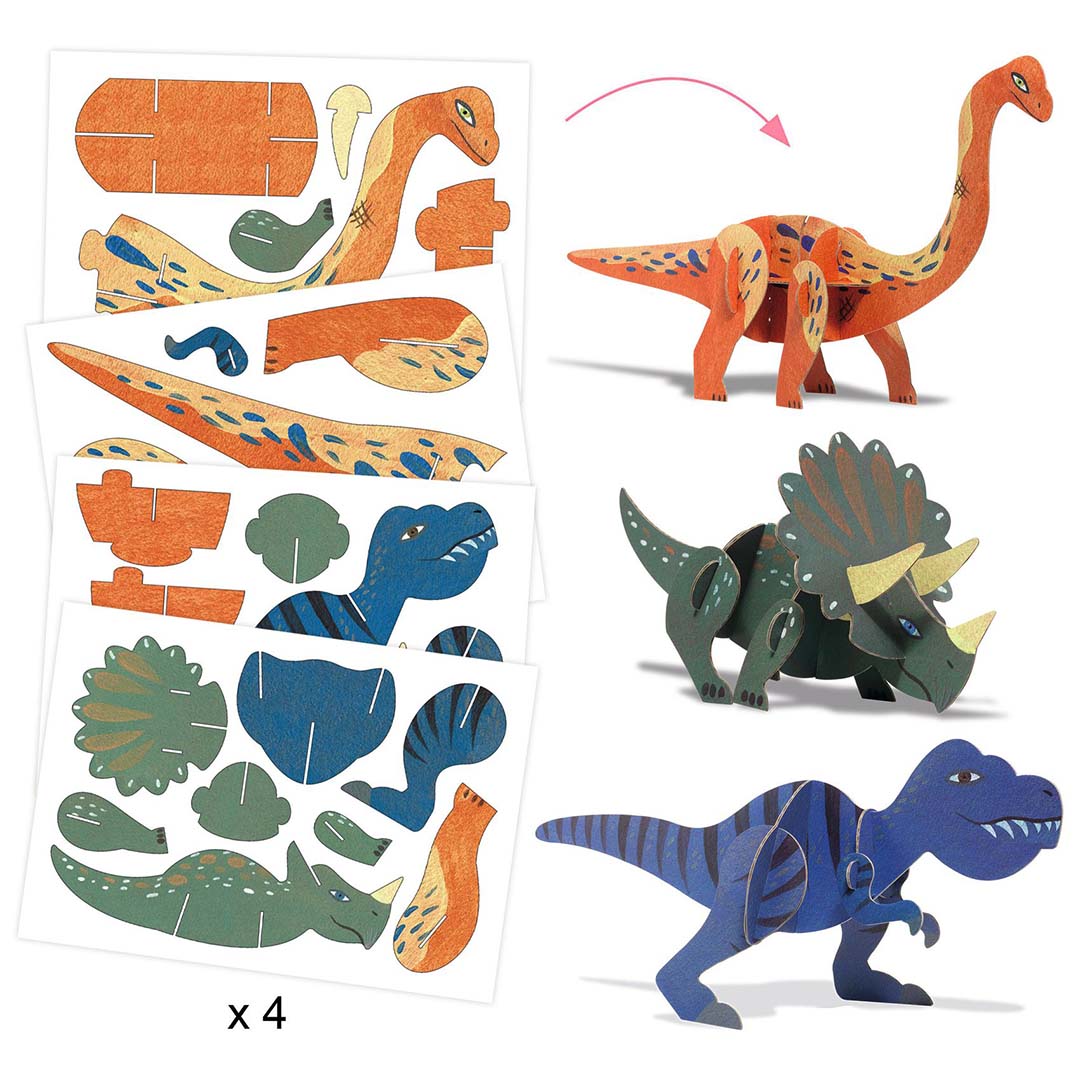 djeco knutselset zes activiteiten - dinosaurussen | DJ09331 | 3