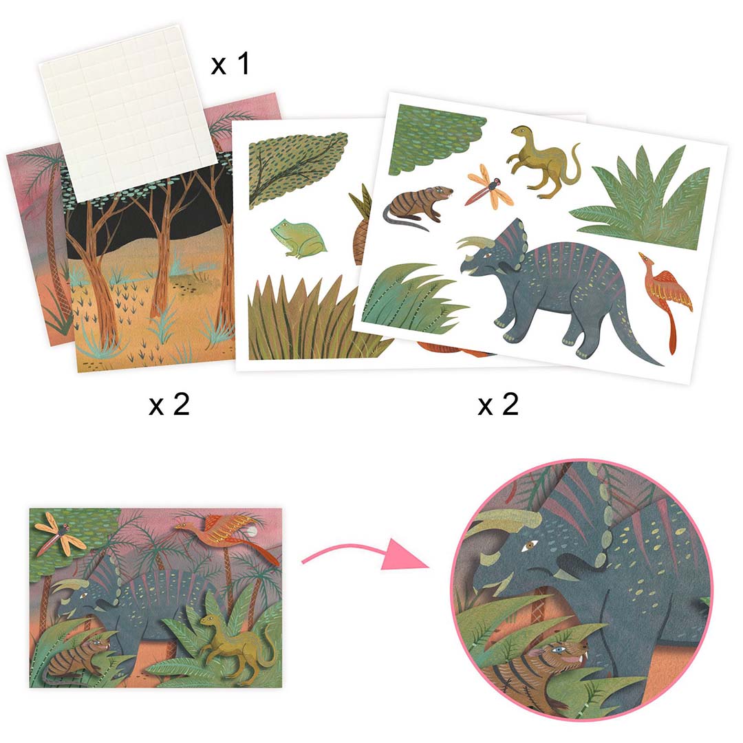 djeco knutselset zes activiteiten - dinosaurussen | DJ09331 | 2