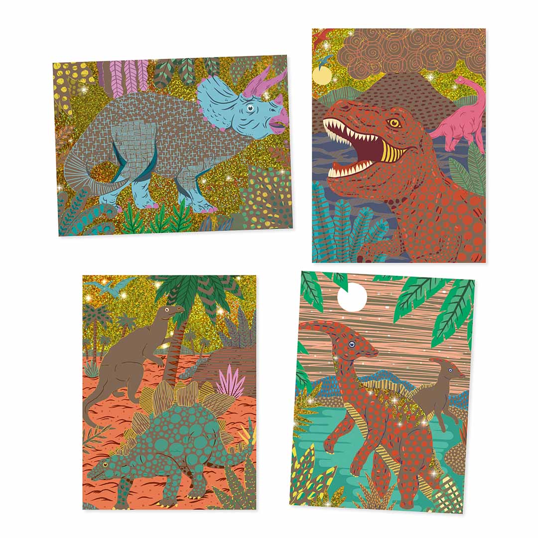 djeco kraskaarten dinosauriërs
