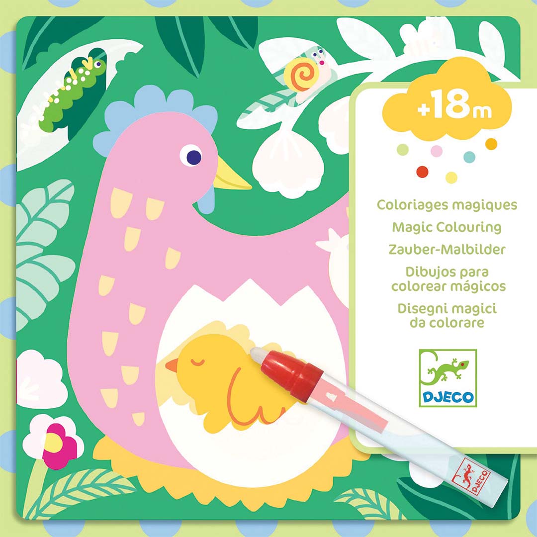 djeco magische kleurplaten - babydieren uit de tuin