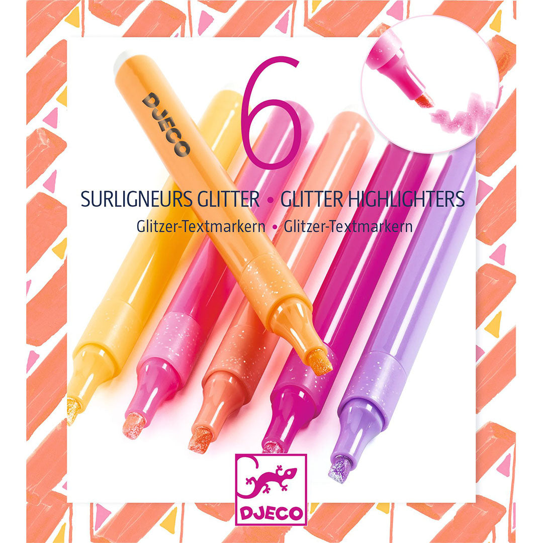 djeco markeerstiften glitter - grapefruit - 6st | DJ09534 | 1