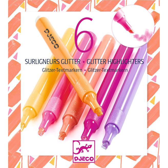 djeco markeerstiften glitter - grapefruit - 6st | DJ09534 | 1
