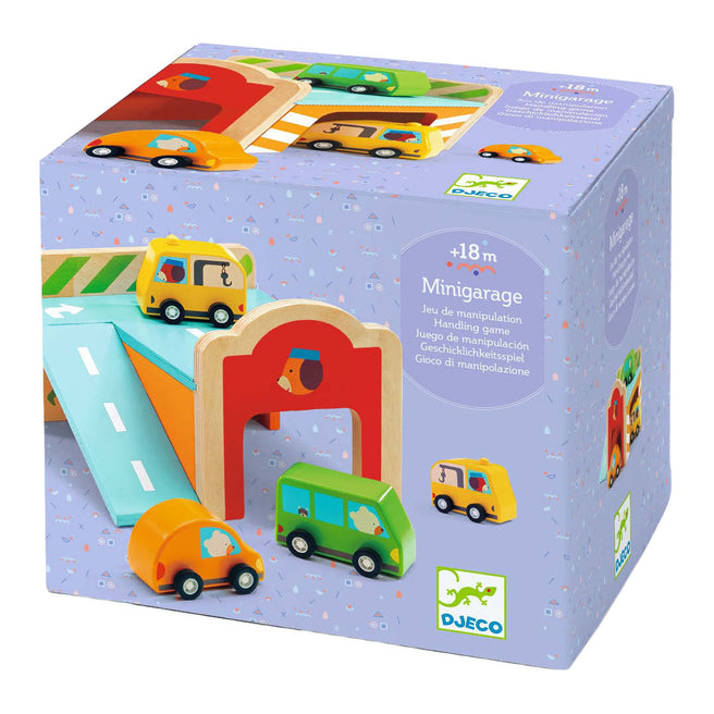 djeco mini garage + 3 autootjes