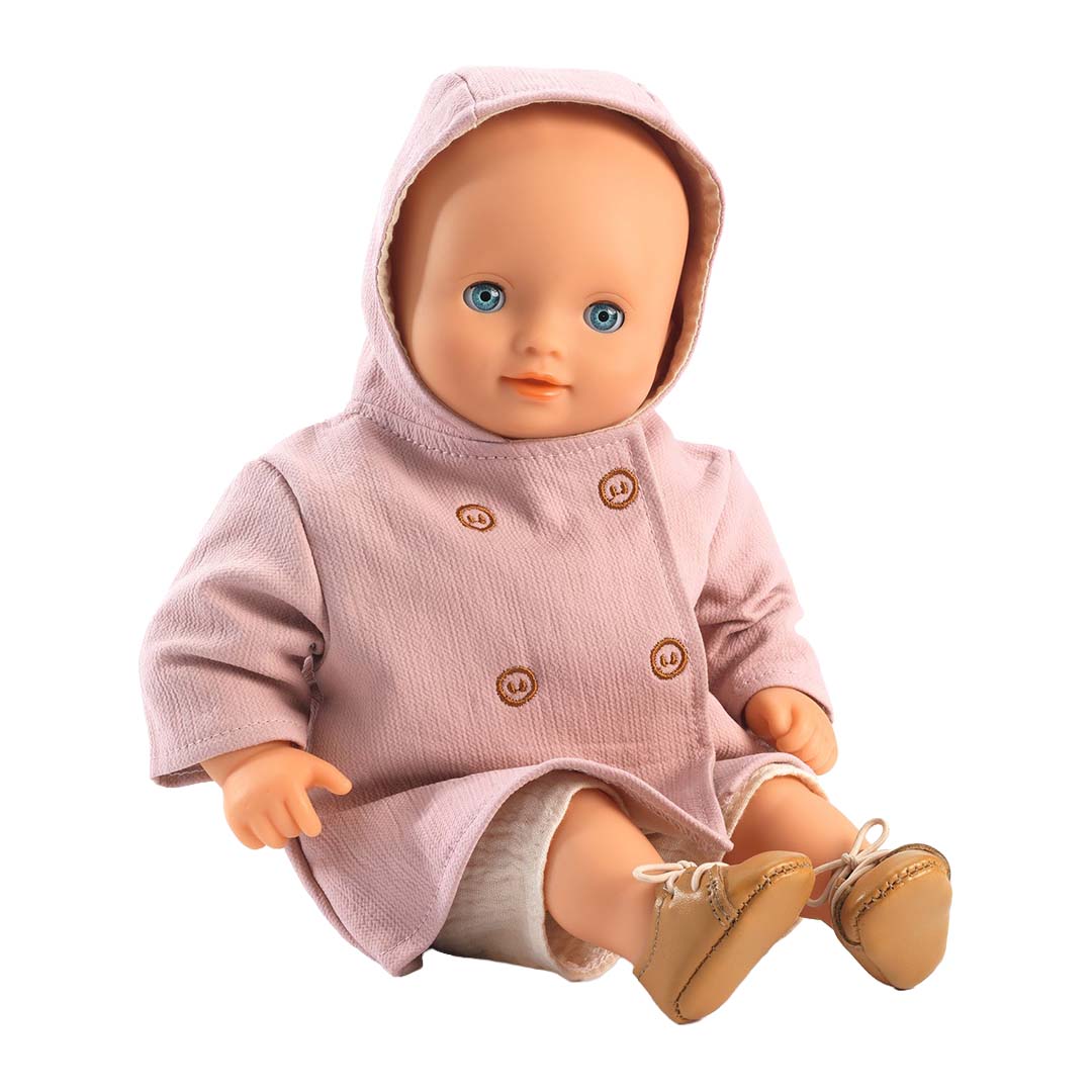 djeco poppenkleding pomea - jas met capuchon - 32 cm | DJ07734 | 1