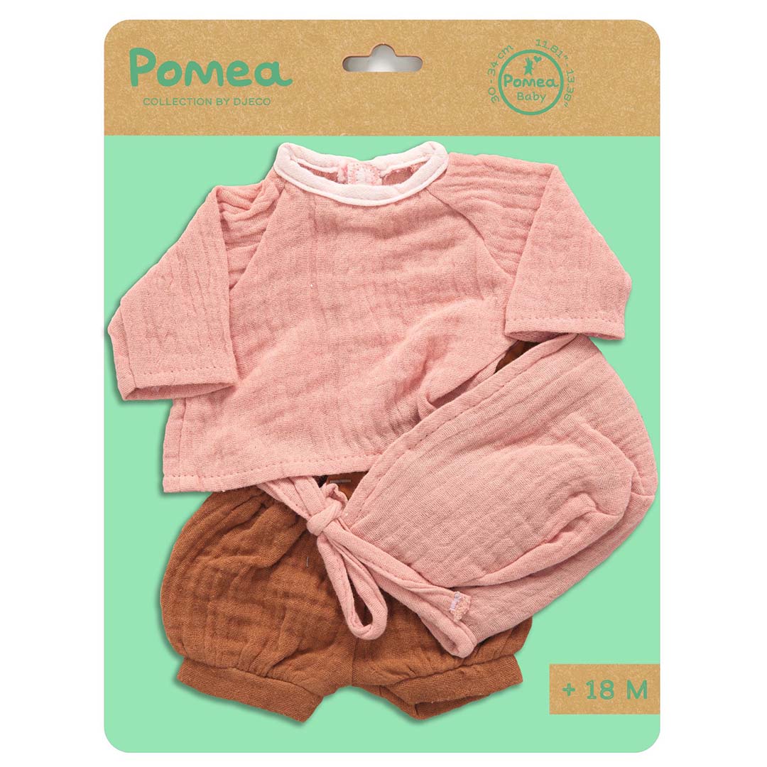 djeco poppenkledingset pomea - peach - 32 cm