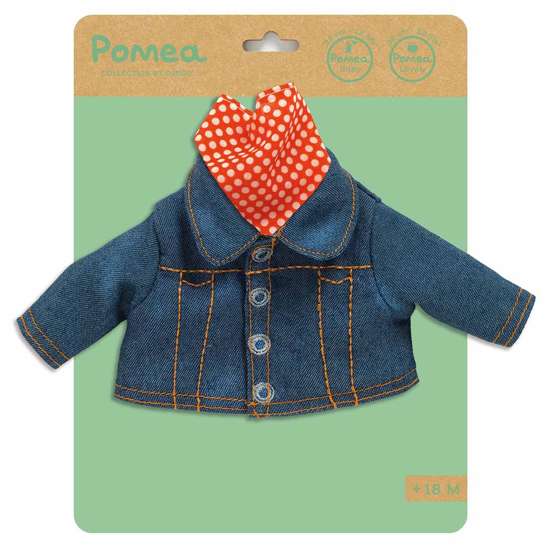 djeco poppenkledingset pomea lovely - blue jacket - 32 cm | DJ07773 | 1
