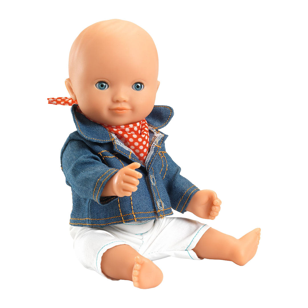 djeco poppenkledingset pomea lovely - blue jacket - 32 cm | DJ07773 | 2