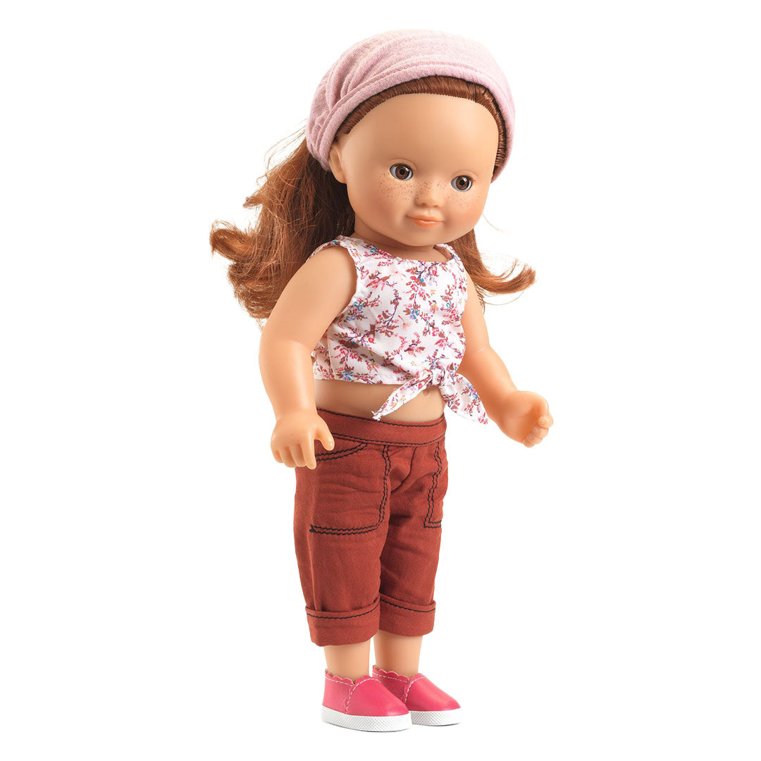 djeco poppenkledingset pomea lovely - burgundy - 32 cm