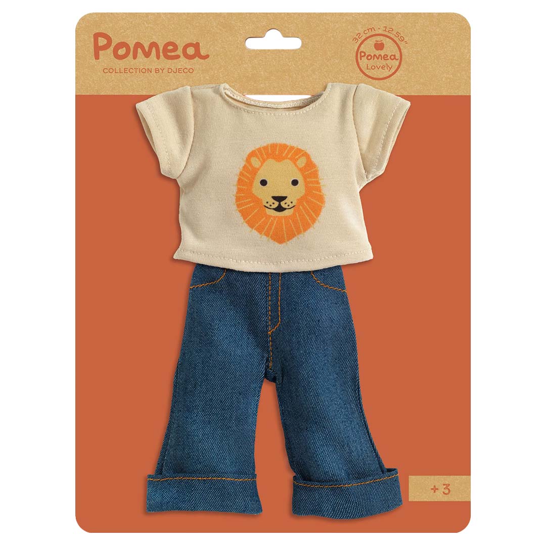 djeco poppenkledingset pomea lovely - ivory - 32 cm | DJ07772 | 2