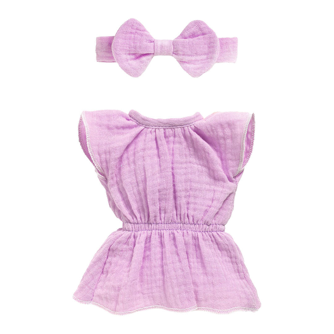 djeco poppenkledingset pomea lovely - violet - 32 cm