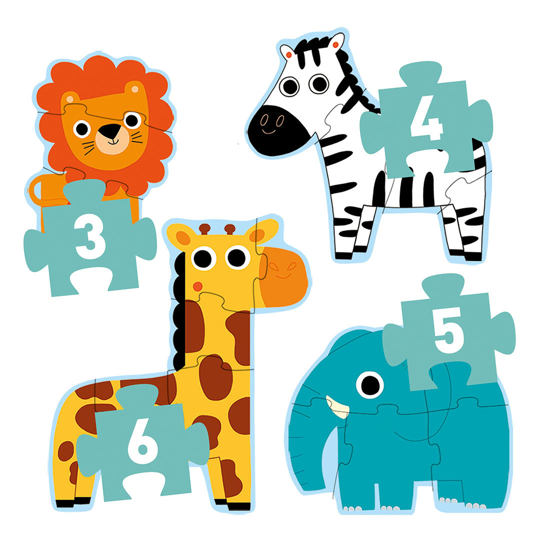 djeco puzzel 4 jungledieren (3,4,5,6 st) | DJ07135 | 2
