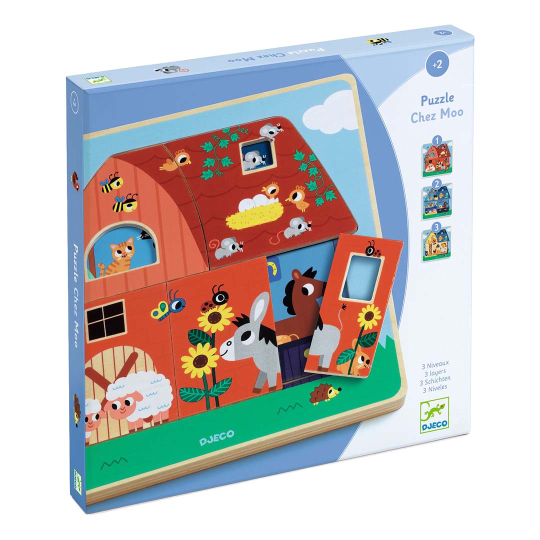 djeco puzzel boerderij chez moo - 12st | DJ01482 | 0