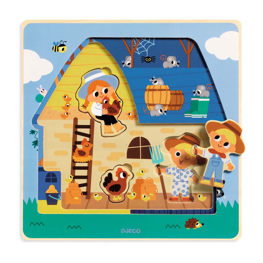 djeco puzzel boerderij chez moo - 12st | DJ01482 | 1