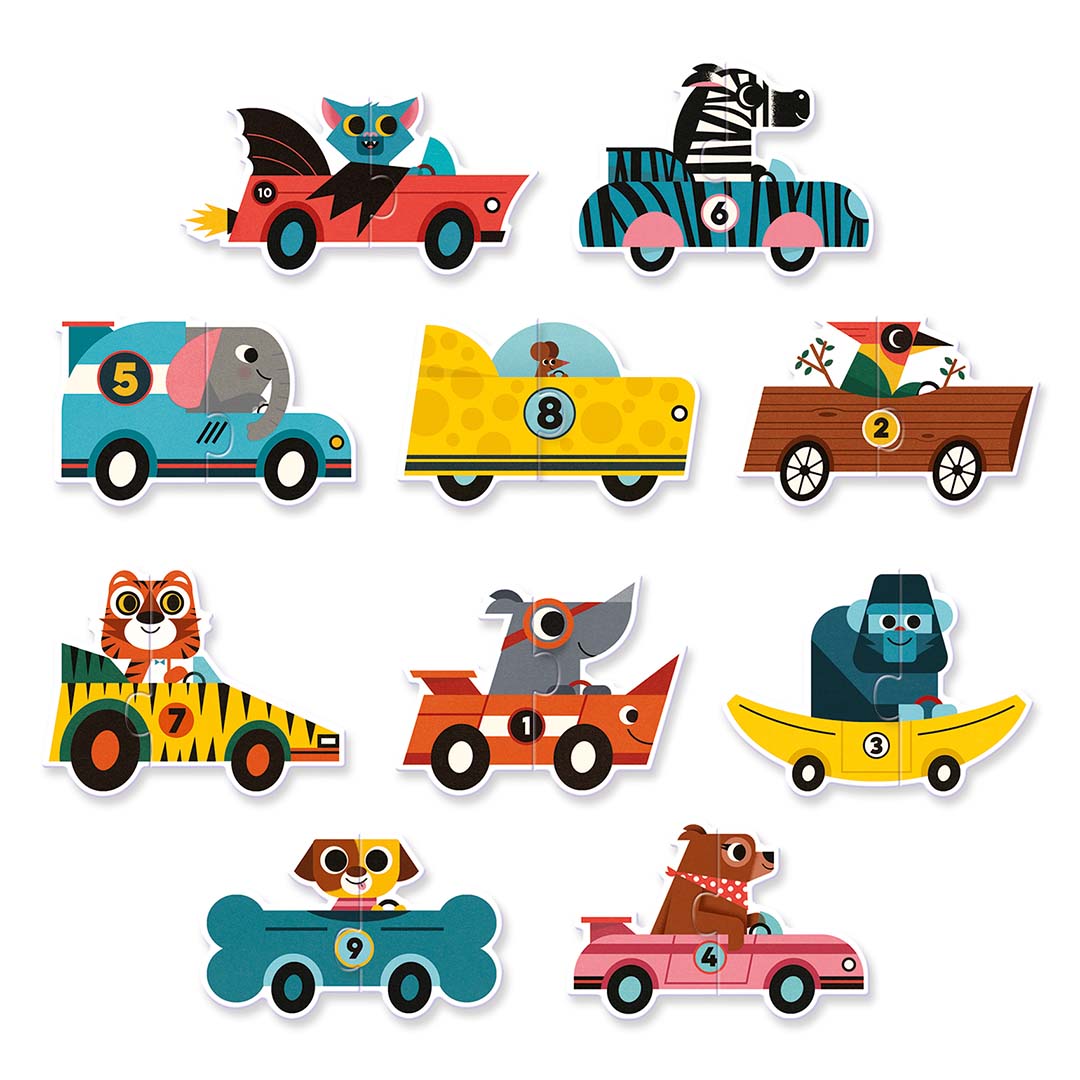 djeco puzzel duo racewagens 10x2st | DJ08148 | 2