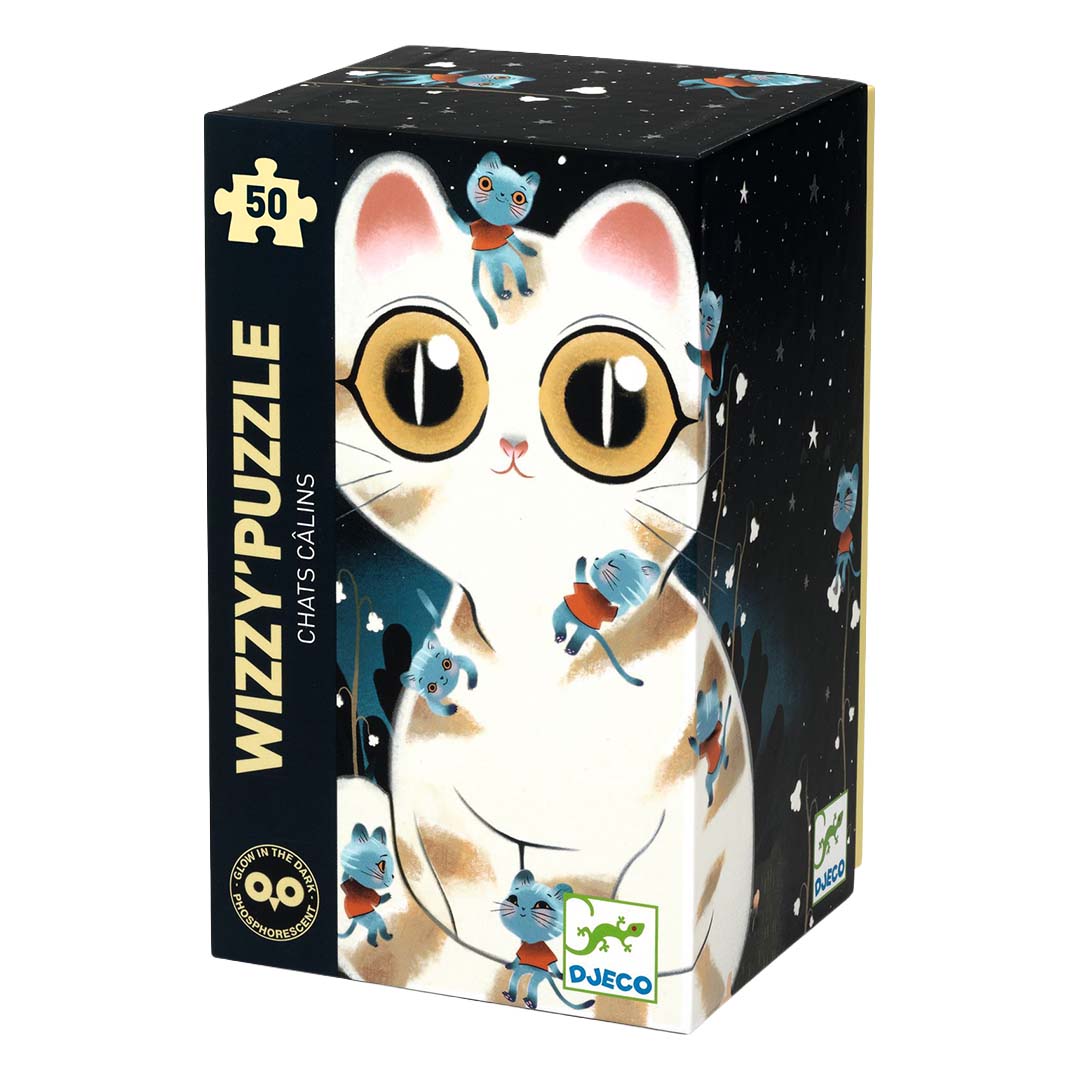 djeco puzzel glow in the dark knuffelige kat - 50st | DJ07021 | 0