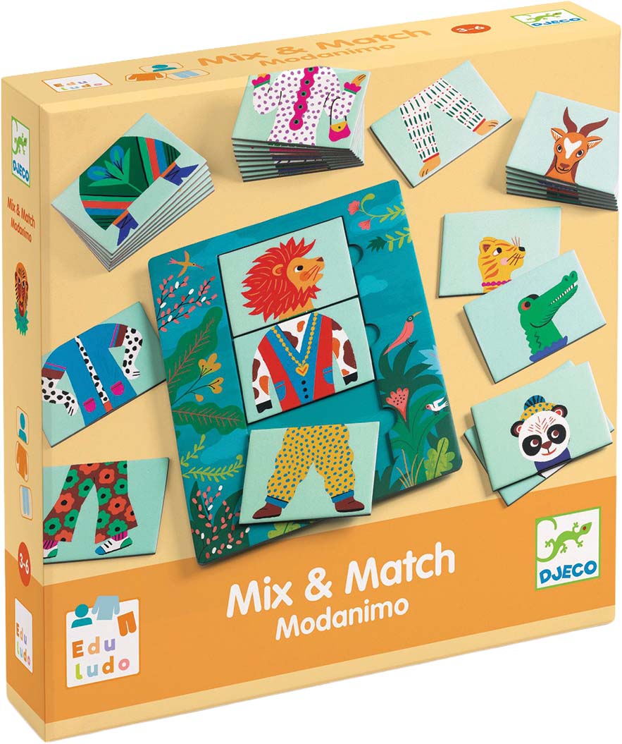 djeco puzzel mix&match modanimo  - 18x2st