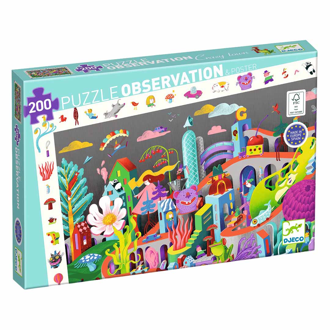 djeco puzzel observation crazy town - 200st