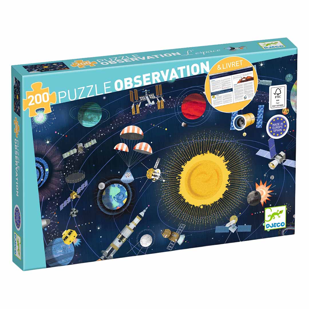 djeco puzzel observation space + boekje - 200st