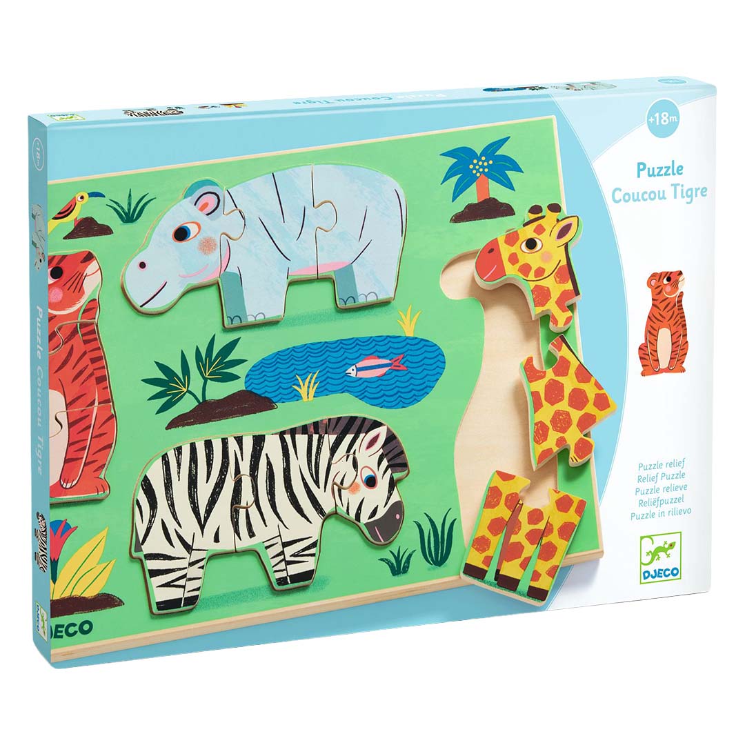 djeco puzzel safaridieren - 4x3st | DJ01264 | 3