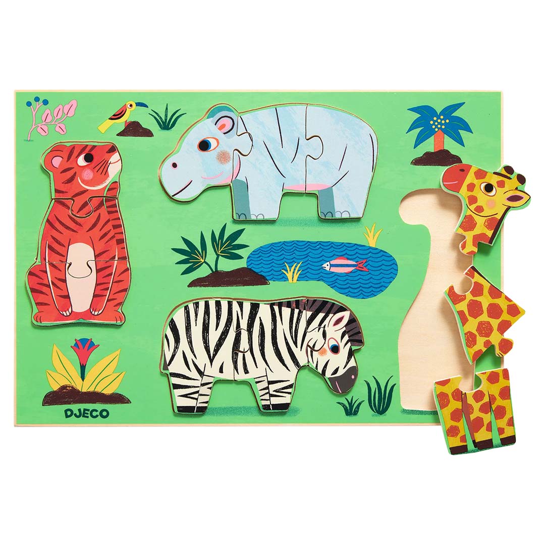 djeco puzzel safaridieren - 4x3st | DJ01264 | 0