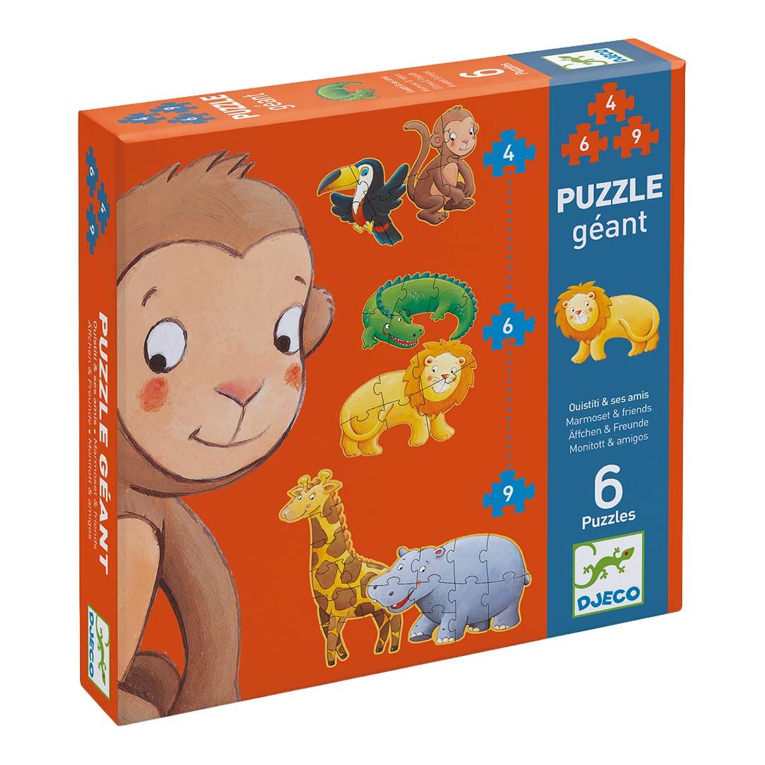 djeco puzzels safaridieren (4, 6 en 9st) | DJ07114 | 0