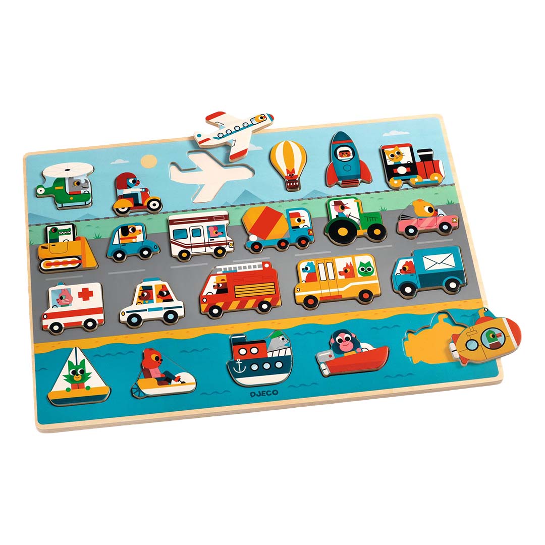djeco reliëfpuzzel puzzlo vroom - 22st | DJ01831 | 2