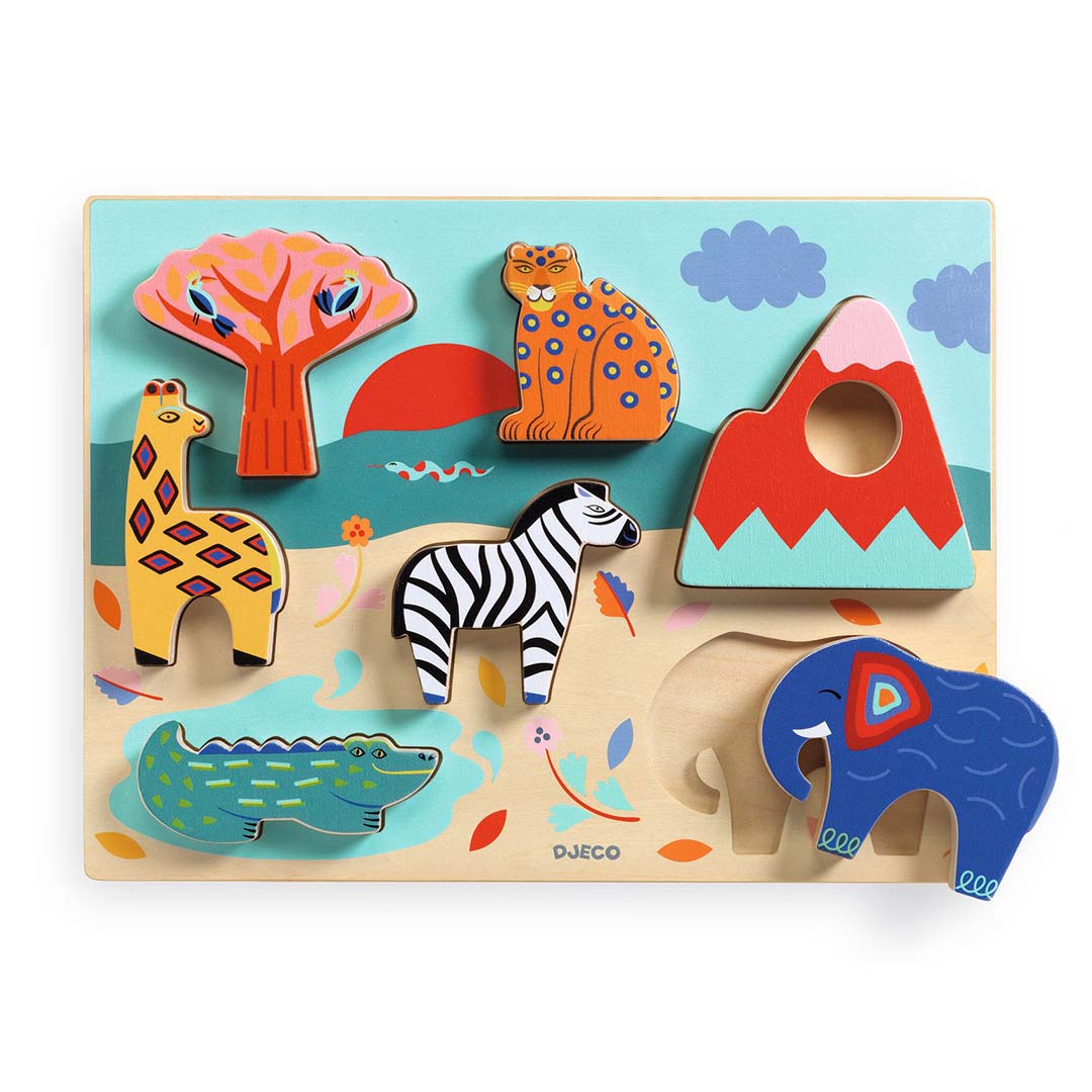 djeco reliëfpuzzel savanne - 7st