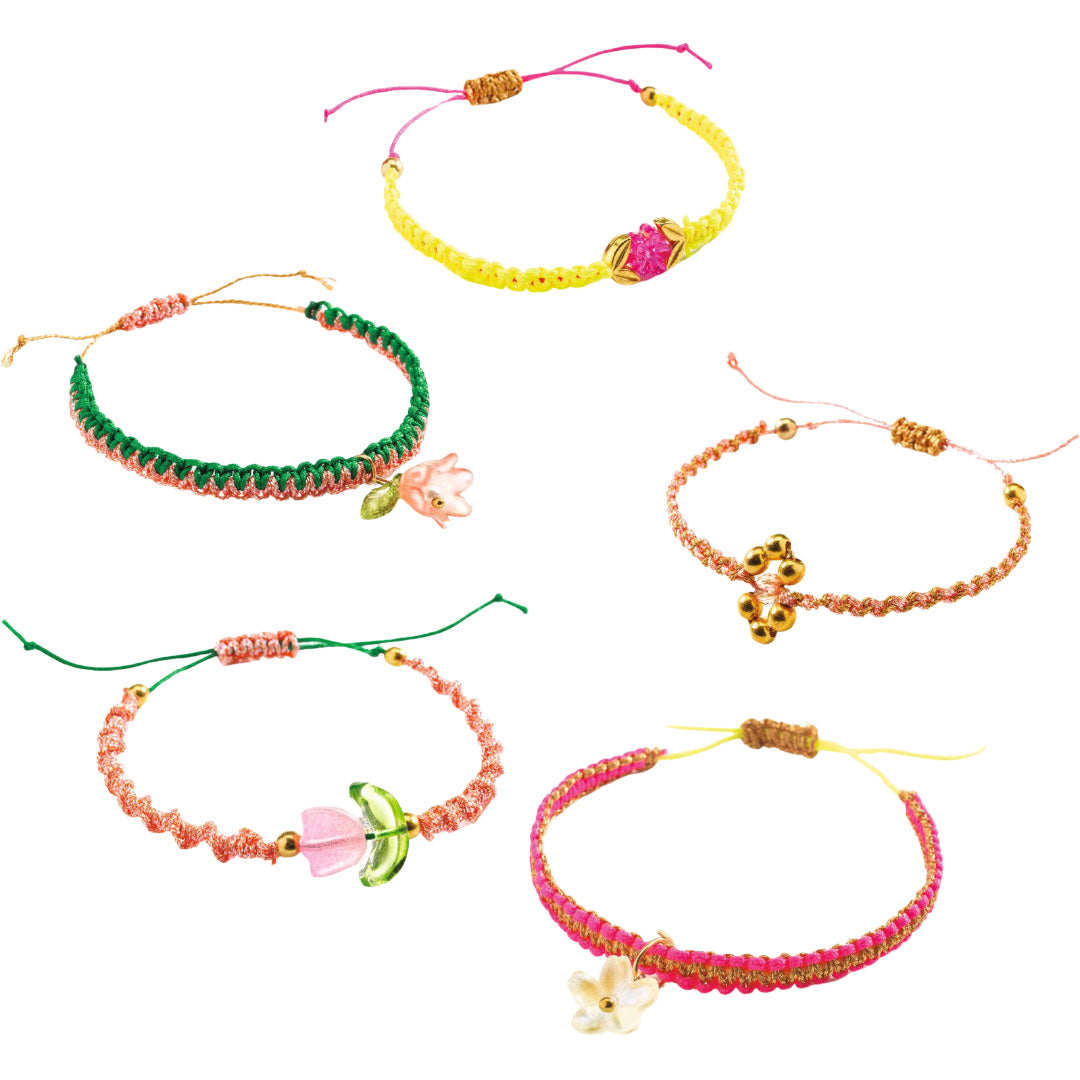 djeco sieradenset diy - pink macrame bracelets | DJ00035 | 2